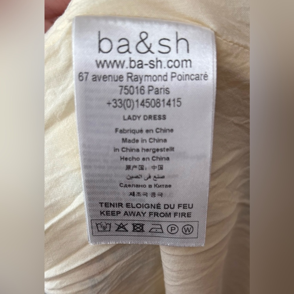 Ba&sh Floral floaty lady Button midi tea dress cream white 2 M French puff sleev - Picture 6 of 7